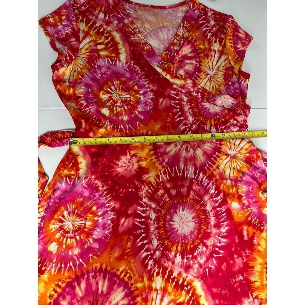 Floral Print Tie Dye Dress midi Vneck Approximately Size M - Picture 10 of 16